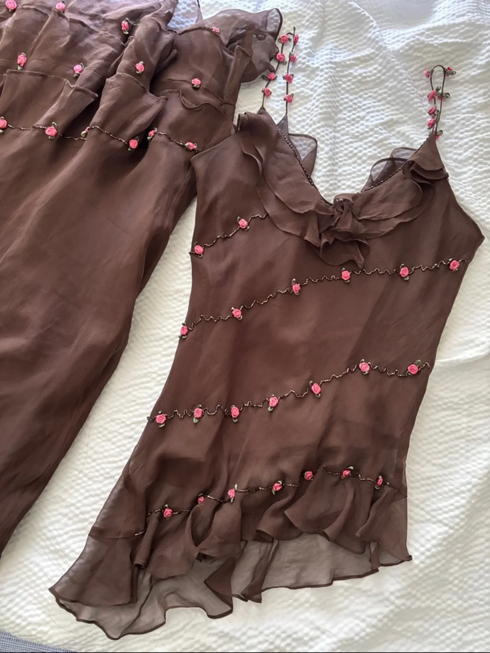 Vintage 2 Piece Asymetrical Floral Silk Skirt Set - Picture 6 of 11